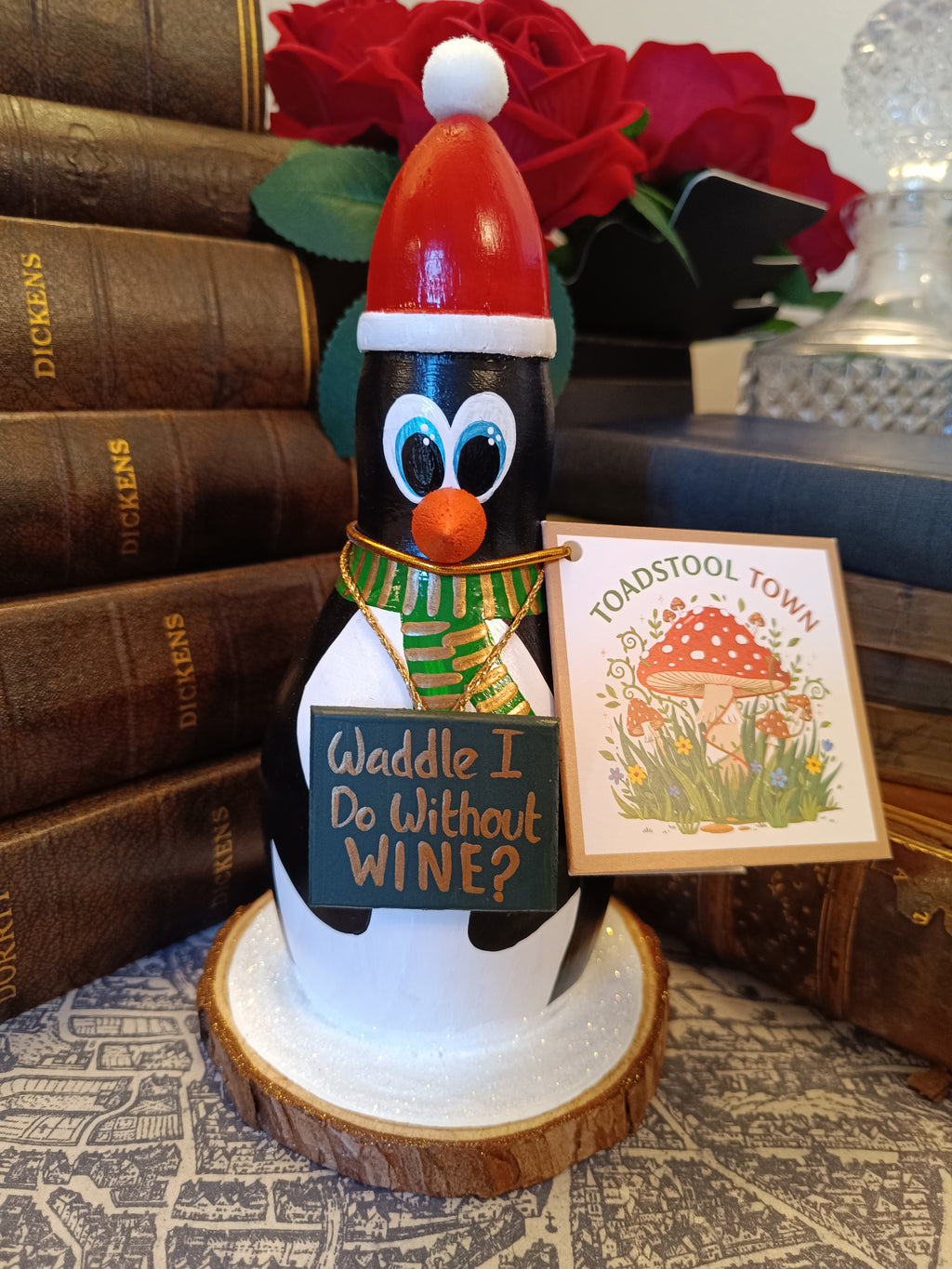 Premium Rustic Wooden Hand-crafted Christmas Penguin Gift Made In Yorkshire