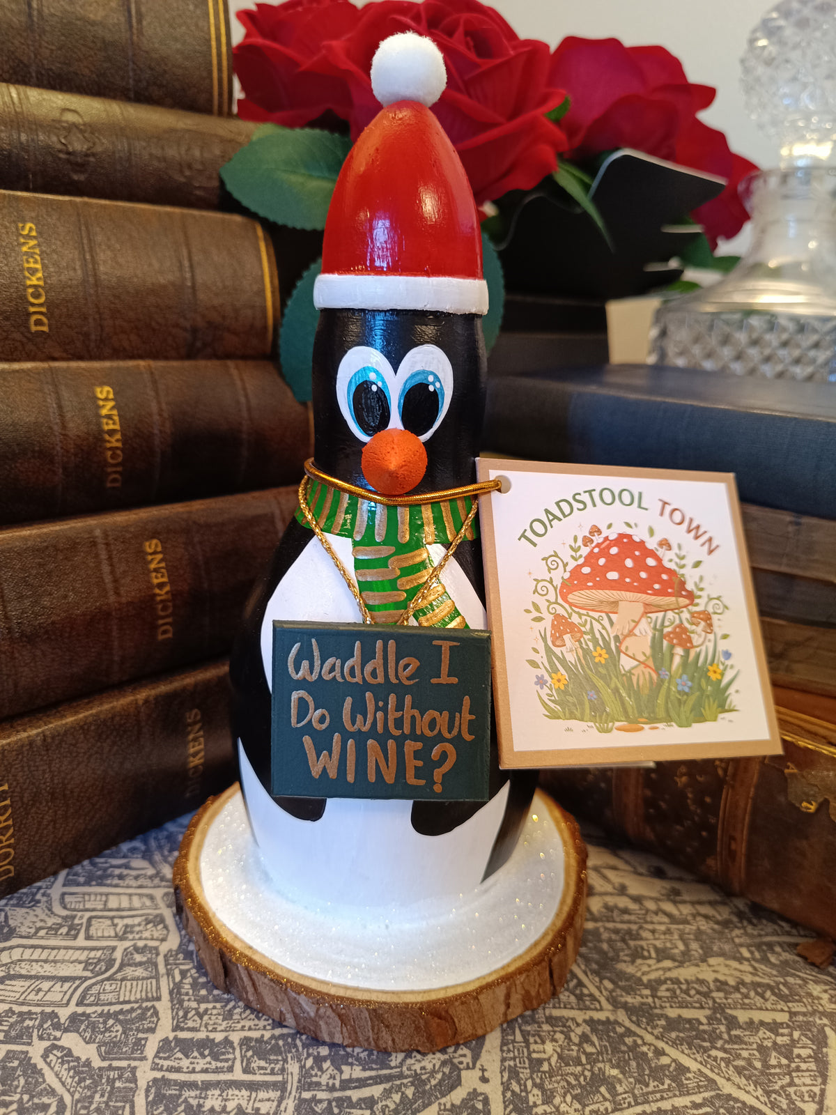 Premium Rustic Wooden Hand-crafted Christmas Penguin Gift Made In Yorkshire