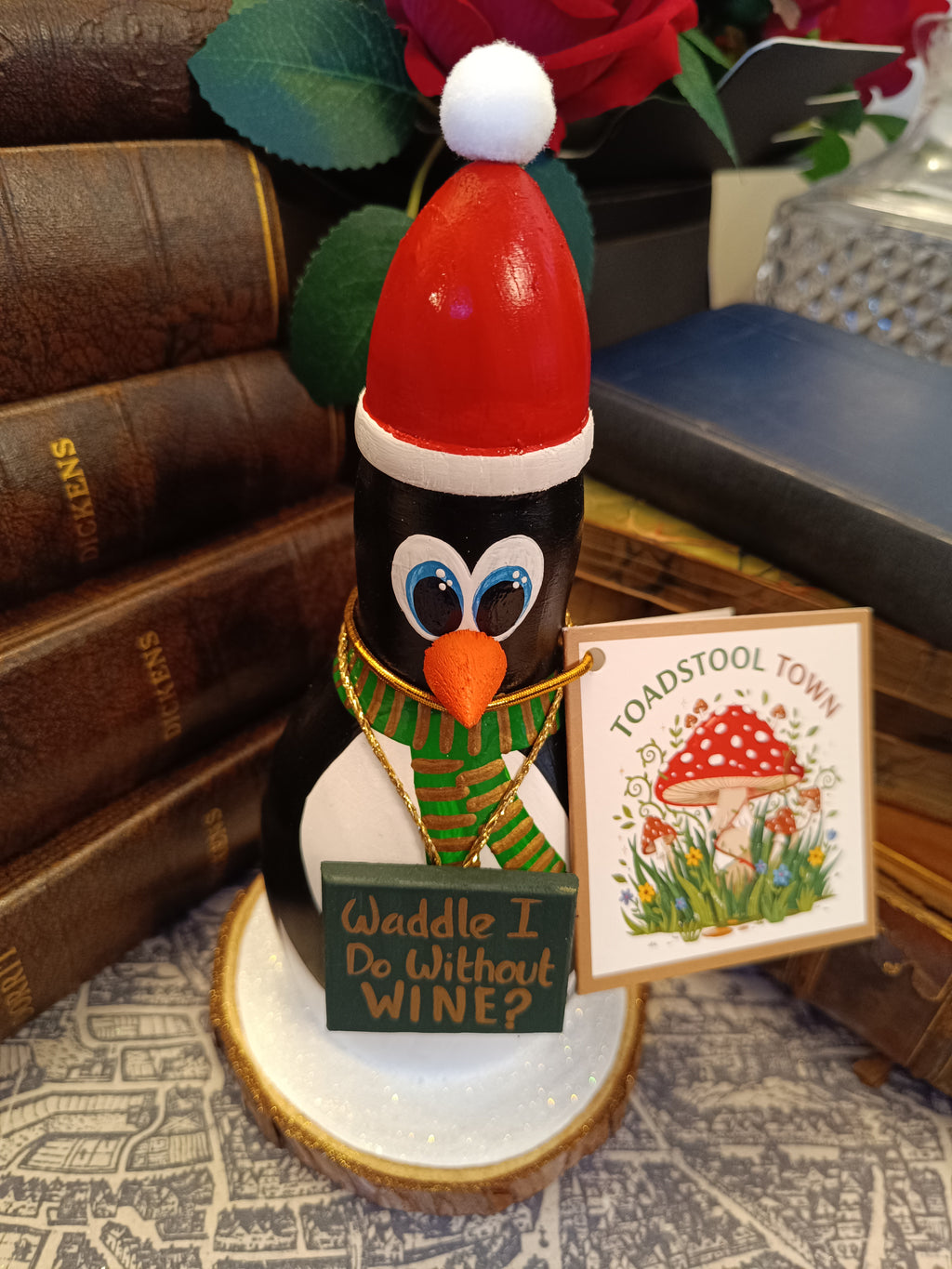 Premium Rustic Wooden Hand-crafted Christmas Penguin Gift Made In Yorkshire