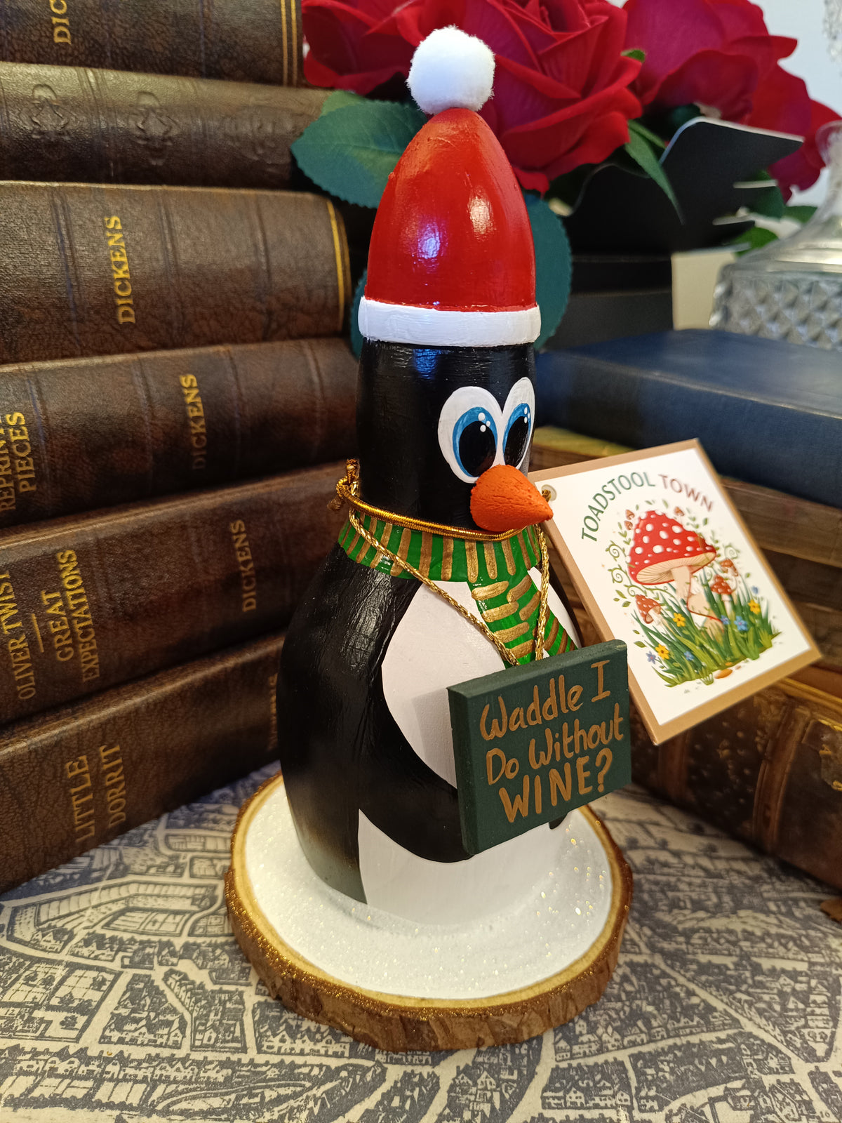 Premium Rustic Wooden Hand-crafted Christmas Penguin Gift Made In Yorkshire