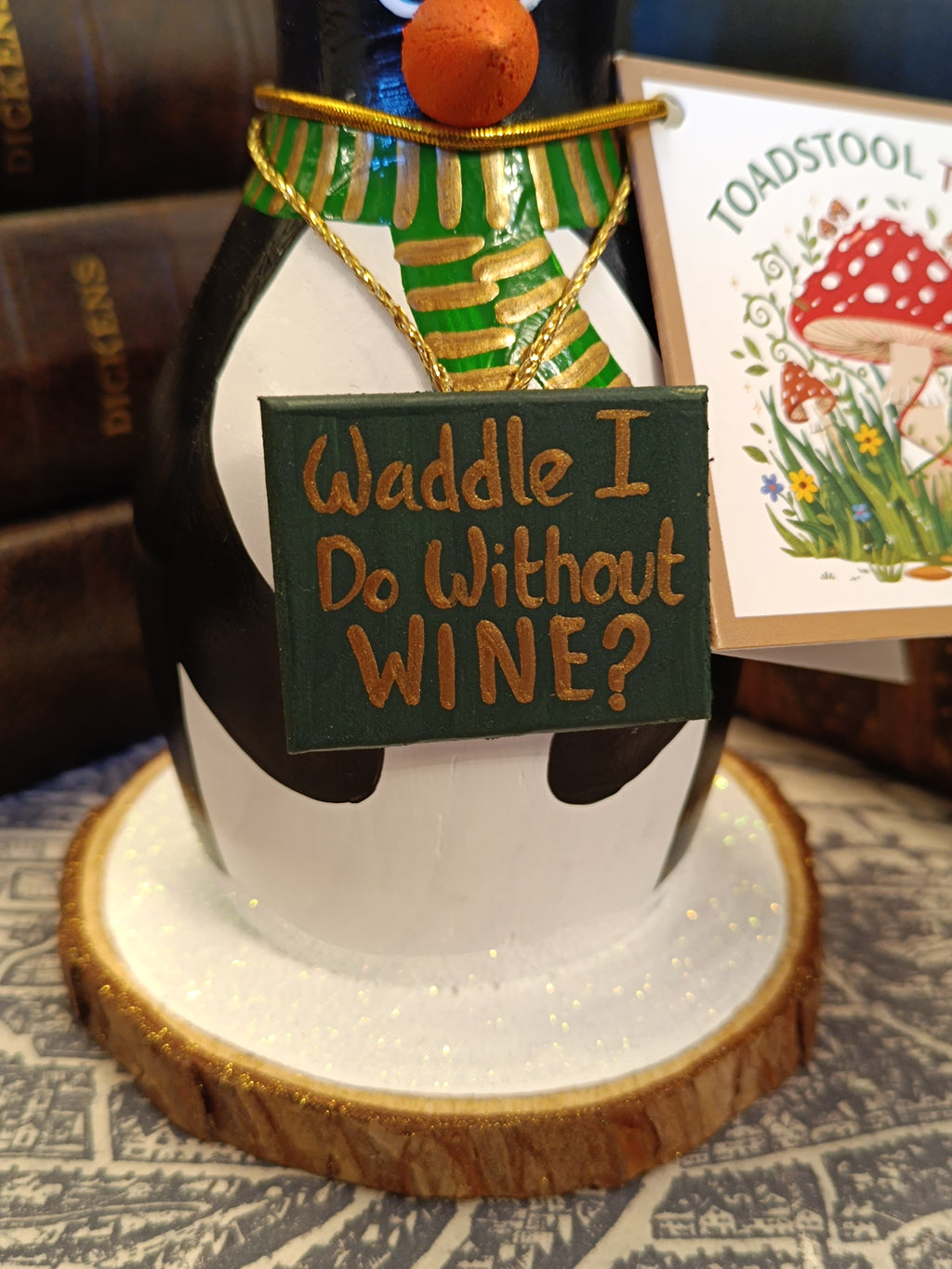 Premium Rustic Wooden Hand-crafted Christmas Penguin Gift Made In Yorkshire