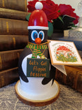 Premium Rustic Wooden Hand-crafted Christmas Penguin Gift Made In Yorkshire
