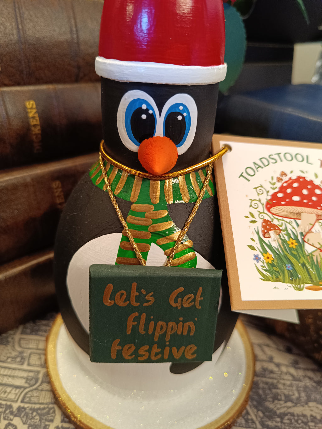 Premium Rustic Wooden Hand-crafted Christmas Penguin Gift Made In Yorkshire