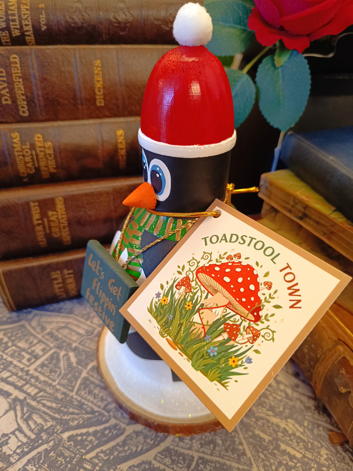 Premium Rustic Wooden Hand-crafted Christmas Penguin Gift Made In Yorkshire