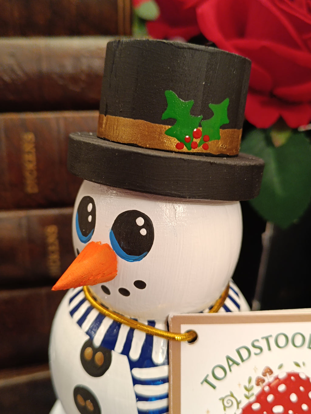 Premium Rustic Wooden Hand-crafted Snowman Decoration Gift Made In Yorkshire