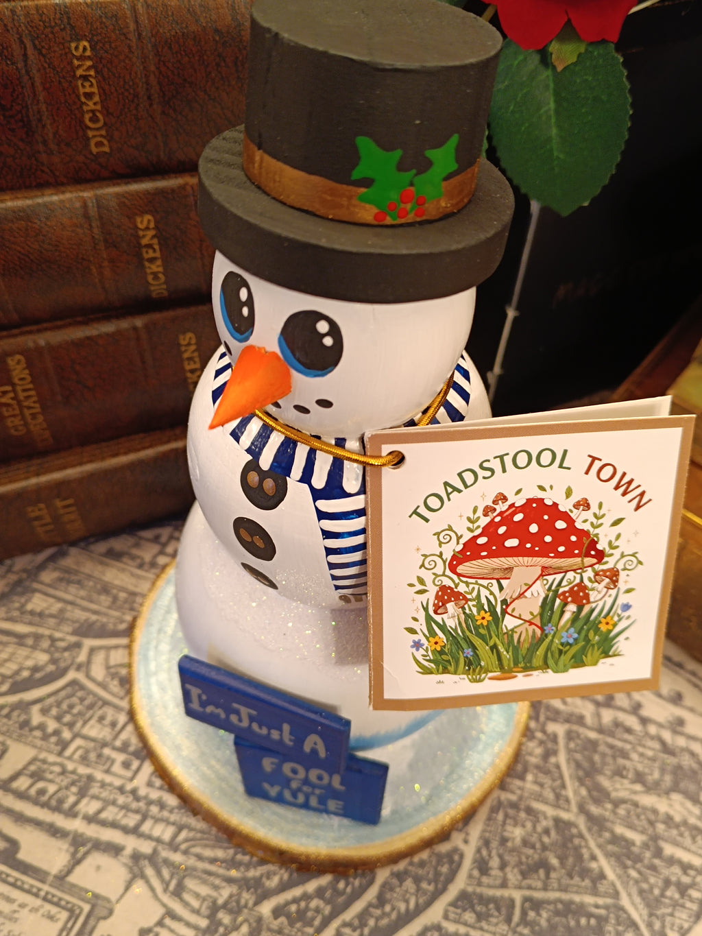 Premium Rustic Wooden Hand-crafted Snowman Decoration Gift Made In Yorkshire