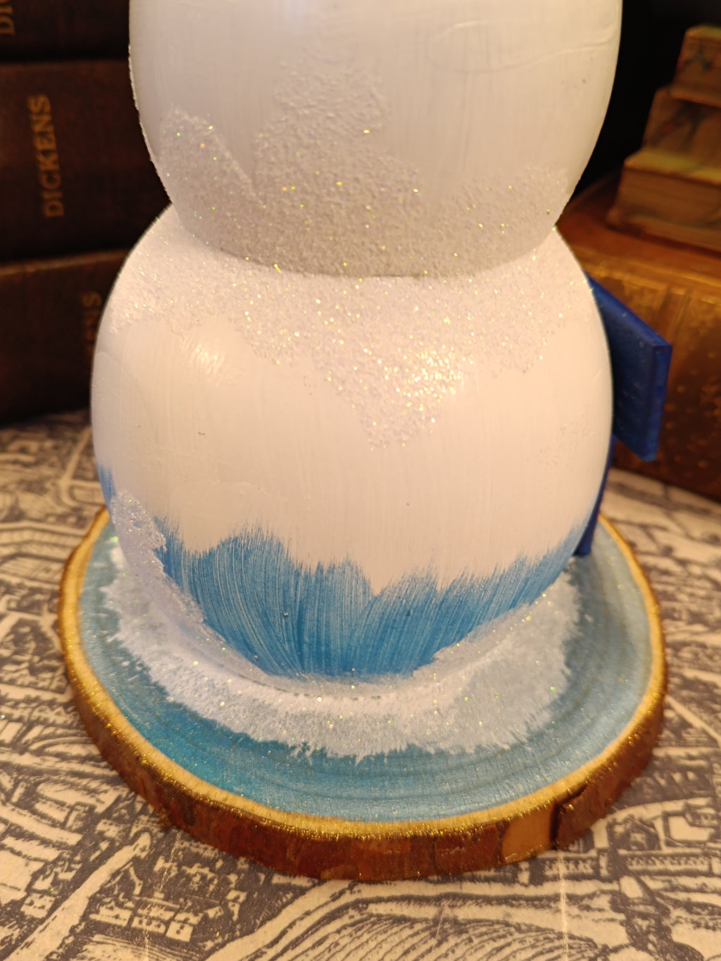 Premium Rustic Wooden Hand-crafted Snowman Decoration Gift Made In Yorkshire