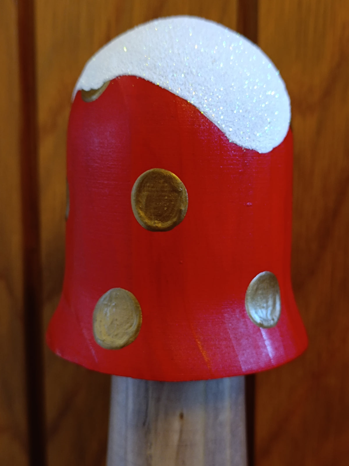 Handcrafted Wooden Toadstool Elf House Figurine with 'Elf Entry Here' Door