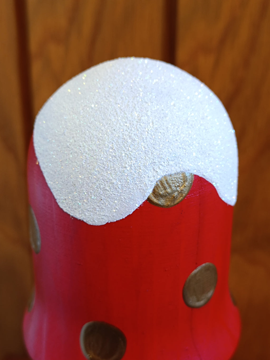 Handcrafted Wooden Toadstool Elf House Figurine with 'Elf Entry Here' Door