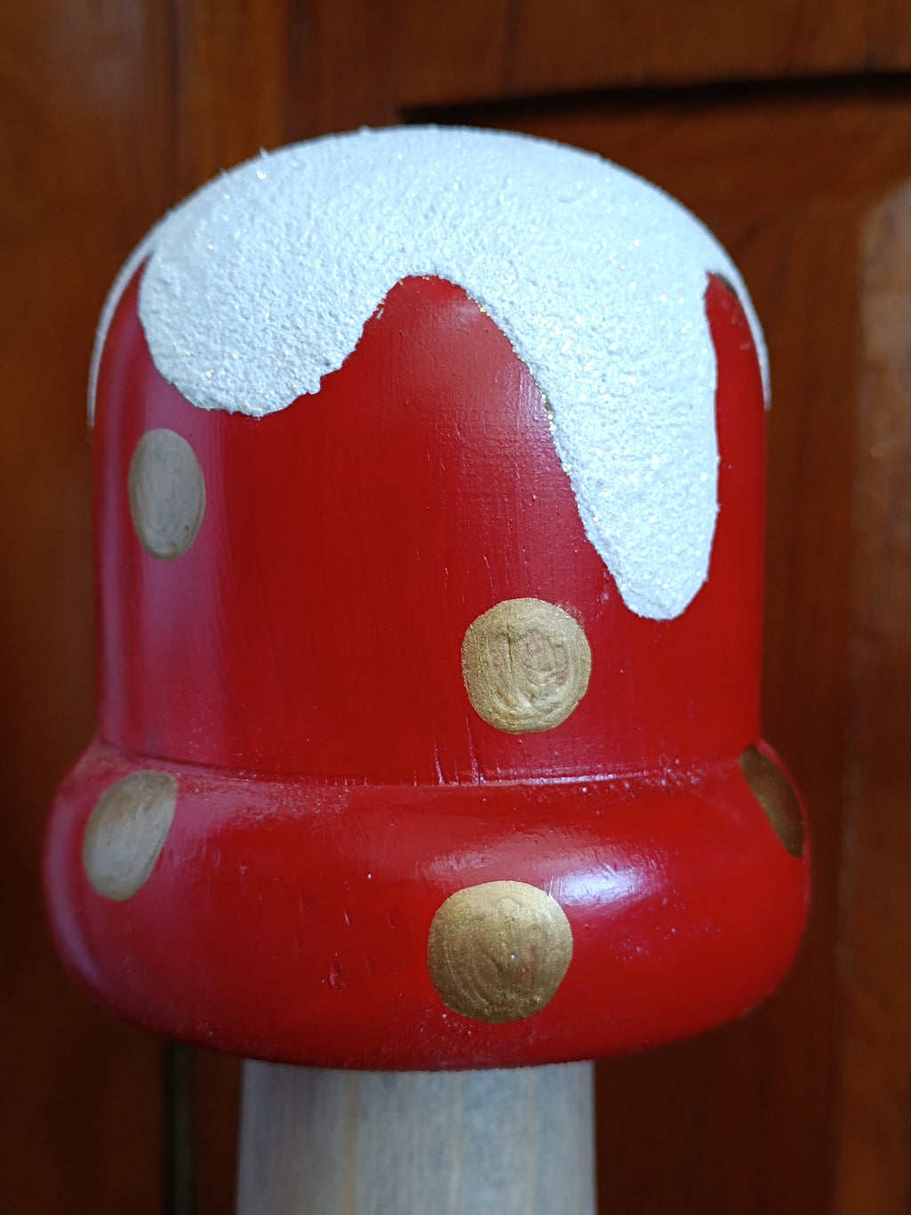 Handcrafted Wooden toadstool Elf House Figurine with 'Elf Entry Here' Door