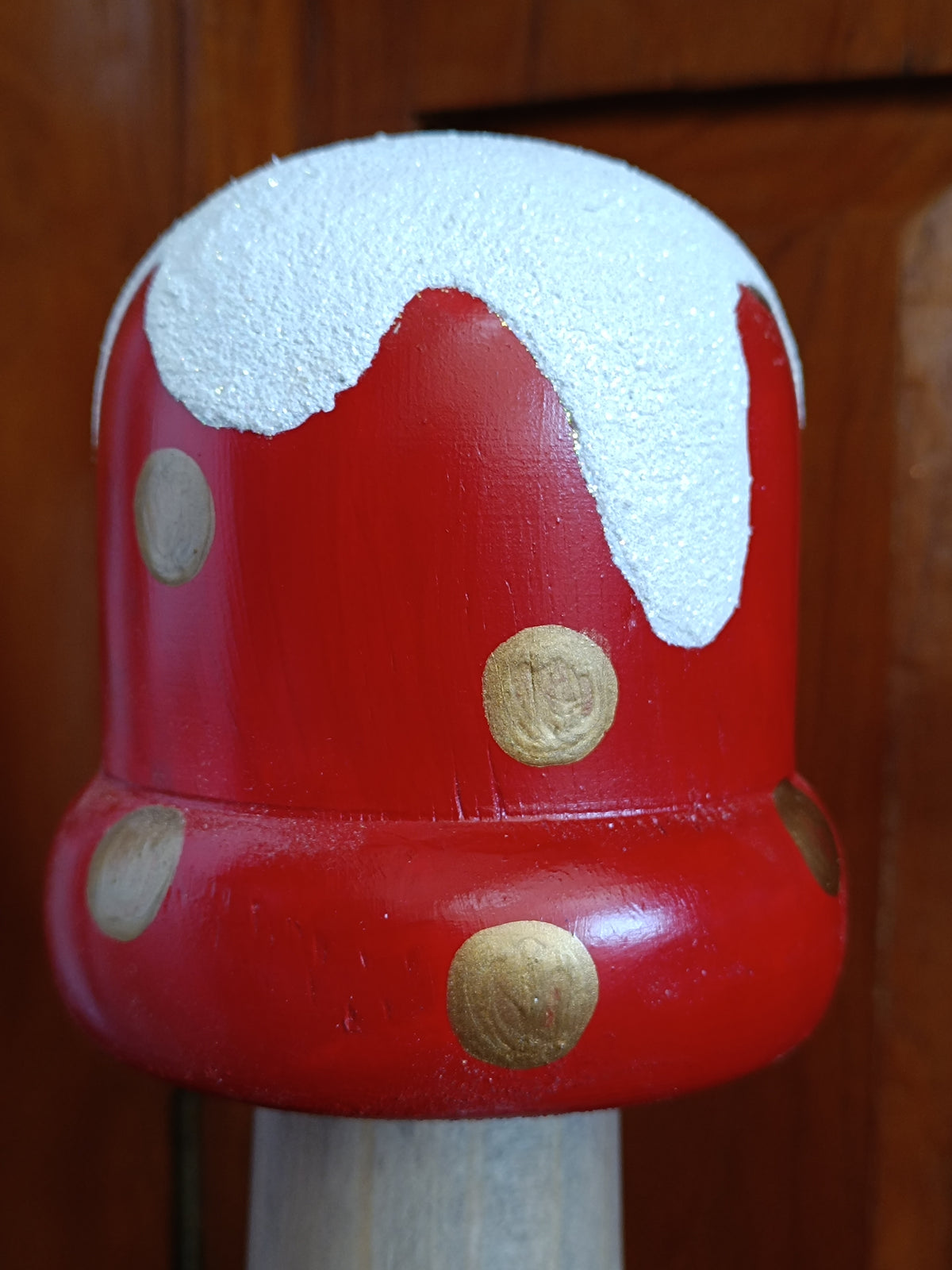 Handcrafted Wooden toadstool Elf House Figurine with 'Elf Entry Here' Door