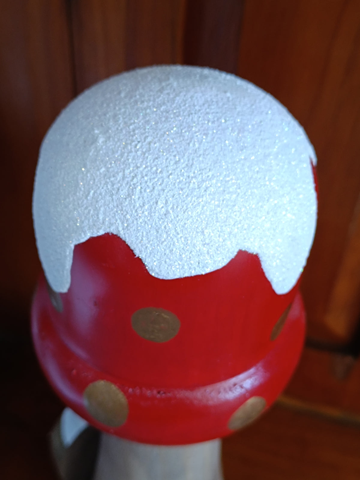 Handcrafted Wooden toadstool Elf House Figurine with 'Elf Entry Here' Door
